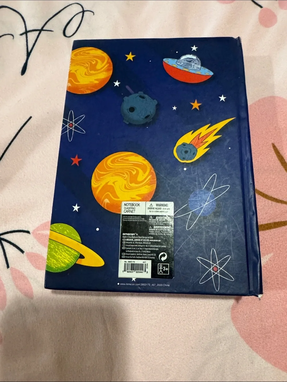 Amscan Navy Blue Space Astronaut Hardcover Notebook with Colorful Planet Accents